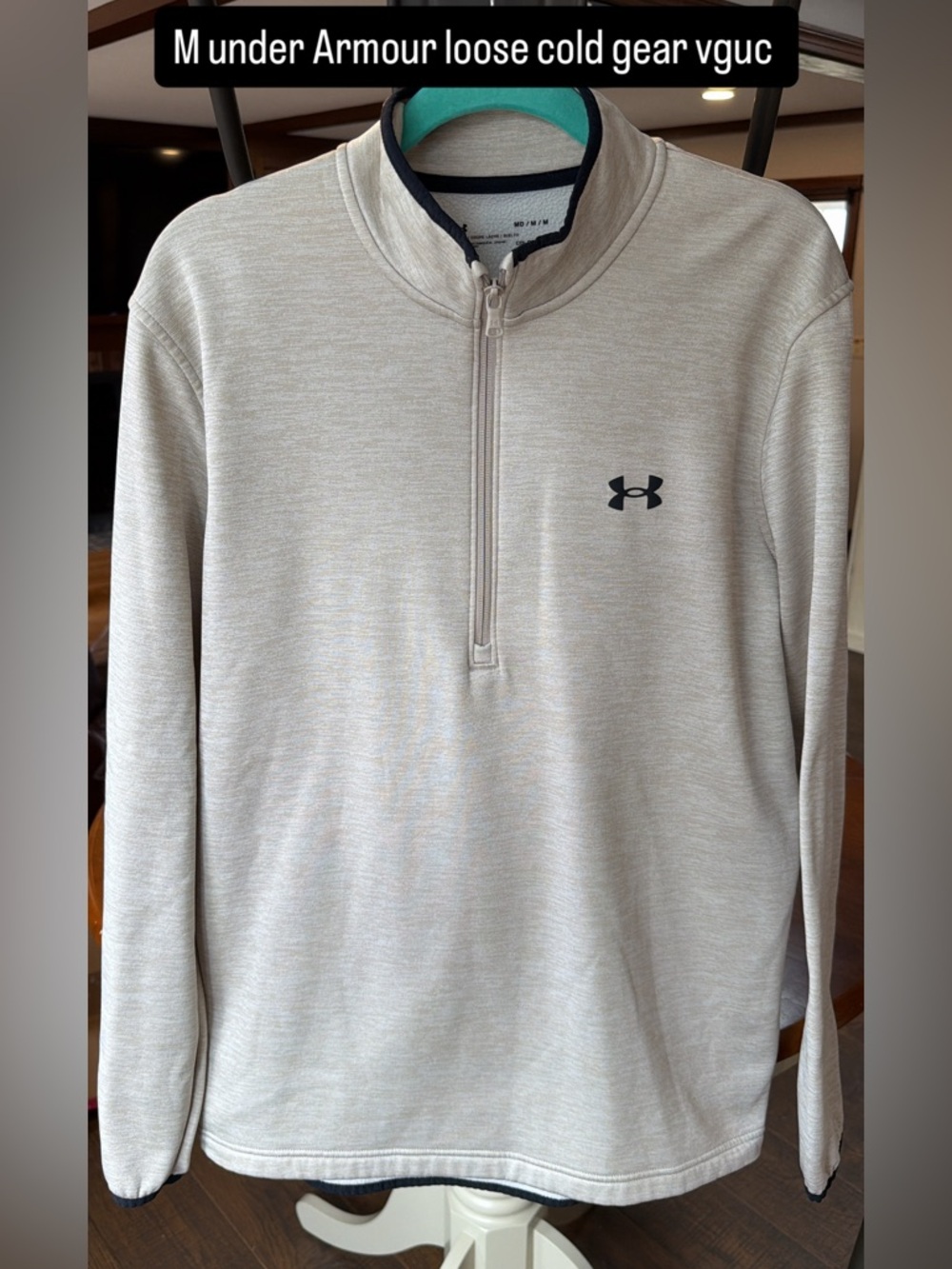 Medium Under Armour loose cold gear tan and black 1/4 zip